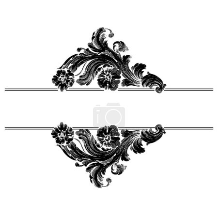 Ilustración de Vector barroco de elementos vintage para diseño. Desplazamiento barroco como elemento de ornamento y diseño gráfico con espirales y motivo de círculo rodante Vector - Imagen libre de derechos