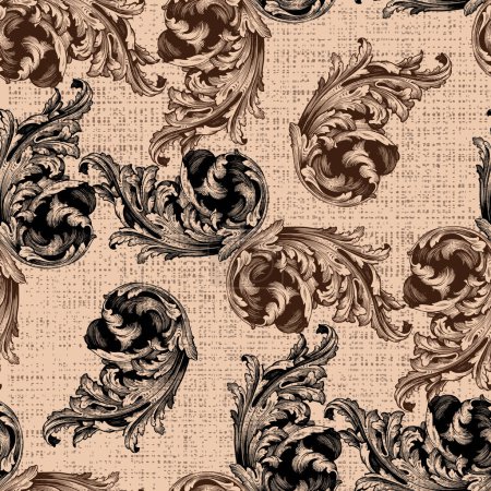 Illustration for Tradition floral seamless pattern, damask vintage ornament. Royal victorian flourish wallpaper, luxury textile. Damascus style pattern for wallpapers, textile, packaging, design of luxury products - Royalty Free Image
