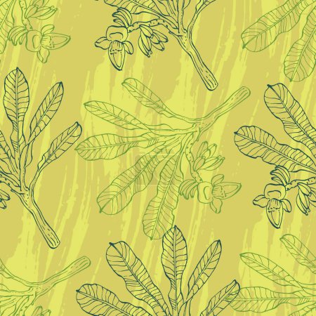 Illustration for Tropical banana leaves seamless pattern hand drawn tropical tree. - Royalty Free Image