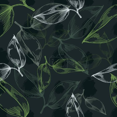 Illustration for Cotton flowers seamless pattern. Perfect for wrapping paper or fabric. Background floral texture. - Royalty Free Image