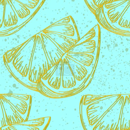 Ilustración de Patrón de limón sin costura con frutas tropicales. Ilustración vectorial dibujada a mano en estilo de boceto para cubierta romántica de verano, fondo de pantalla tropical, textura vintage. - Imagen libre de derechos