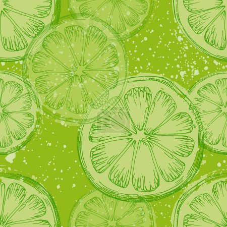 Illustration for Seamless Lemon pattern with tropic fruits. Hand drawn vector illustration in sketch style for summer romantic cover, tropical wallpaper, vintage texture. - Royalty Free Image
