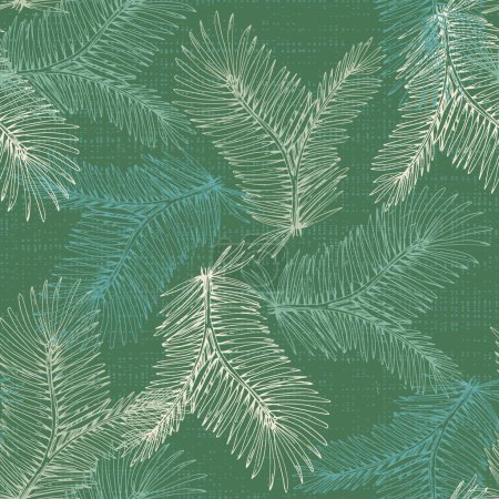 Illustration for Hand drawn seamless pattern with fir branches and hanging decoration, great for christmas banners, wallpapers, wrapping, textiles - vector design - Royalty Free Image