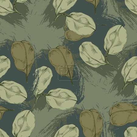Illustration for Seamless pattern with carob. Carob fruit. Brown seeds. Wallpaper, print, packing, textile design, paper. Vector illustration. - Royalty Free Image