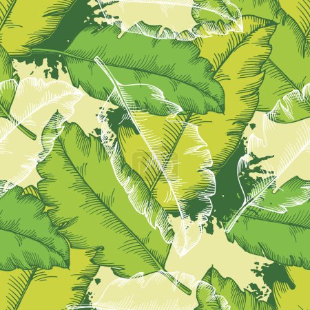 Téléchargez les illustrations : Motif tropical sans couture avec feuilles de cocotier stylisées
. - en licence libre de droit