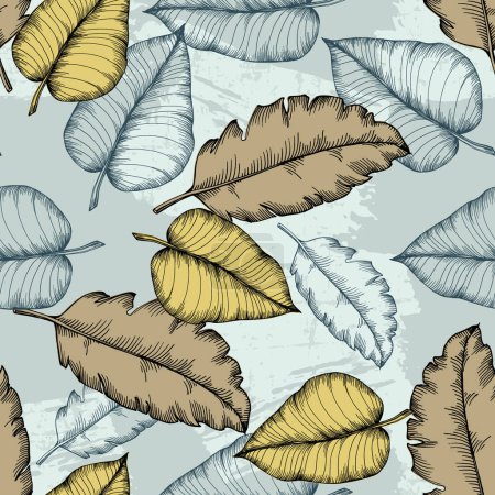 Ilustración de Patrón tropical inconsútil con hojas de palma de coco estilizadas
. - Imagen libre de derechos