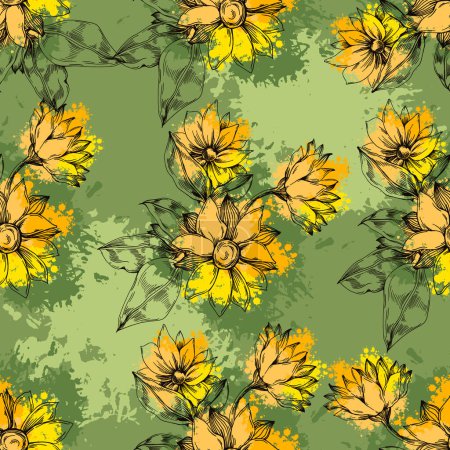 Illustration for Sunflower seamless pattern. Perfect ornament for fashion fabric or other printable covers. - Royalty Free Image
