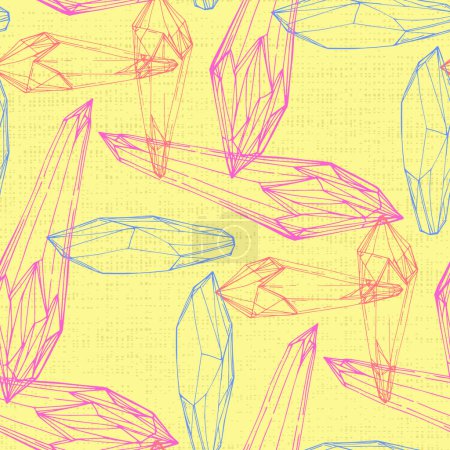 Illustration for Crystal seamless pattern. Jewellery gemstones vector pattern in seamless formed. - Royalty Free Image
