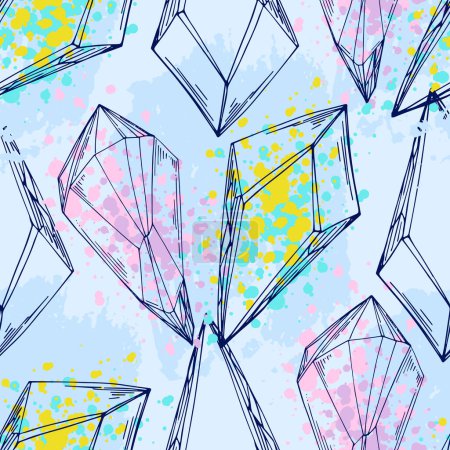 Illustration for Crystal seamless pattern. Jewellery gemstones vector pattern in seamless formed. - Royalty Free Image