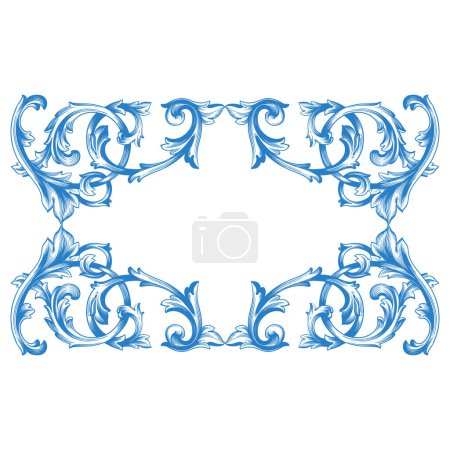 Illustration for Border or frame decorative filigree calligraphy element in baroque style vintage and retro - Royalty Free Image