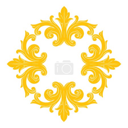 Ilustración de Caligrafía decorativa de filigrana de borde o marco de oro elemento en estilo barroco vintage y retro - Imagen libre de derechos