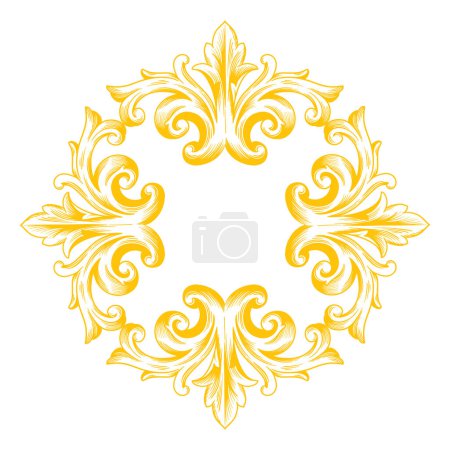 Ilustración de Caligrafía decorativa de filigrana de borde o marco de oro elemento en estilo barroco vintage y retro - Imagen libre de derechos