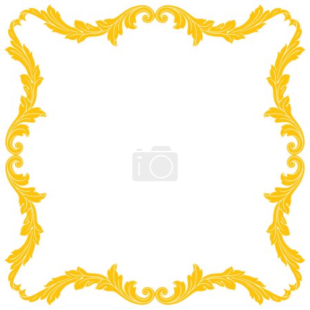 Illustration for Gold Border or frame decorative filigree calligraphy element in baroque style vintage and retro - Royalty Free Image