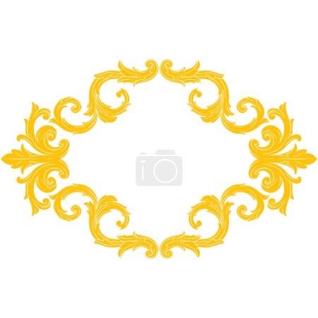 Illustration for Gold Border or frame decorative filigree calligraphy element in baroque style vintage and retro - Royalty Free Image
