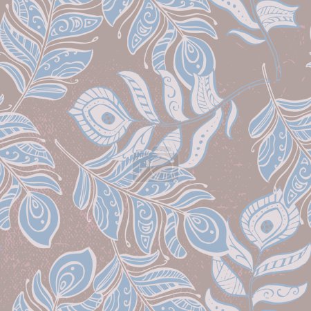 Illustration for Seamless feathers pattern in tender style - Royalty Free Image