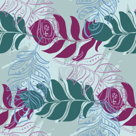Illustration for Seamless feathers pattern in tender style - Royalty Free Image