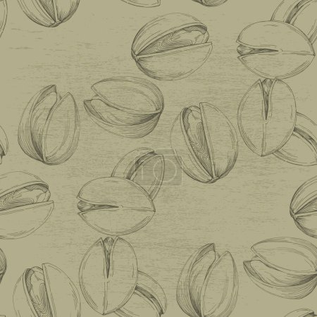 Ilustración de Patrón sin costuras con pistachos. Ilustración vectorial dibujada a mano para imprimir. - Imagen libre de derechos
