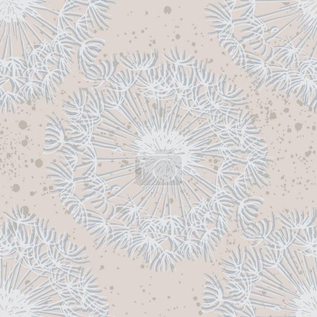 Illustration for Seamless dandelion pattern, vector plant. - Royalty Free Image
