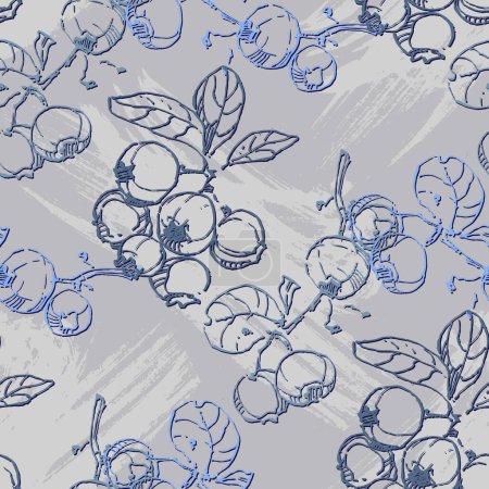 Illustration for Seamless pattern sketch. Blueberry pattern vector sketch. Blueberry seamless pattern hand drawing. Blueberry seamless pattern vector doodle. - Royalty Free Image