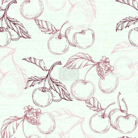 Photo for Cherry pattern for printing on fabric, paper, wallpaper. Abstract cherry print, banner. Fruit berry background. - Royalty Free Image