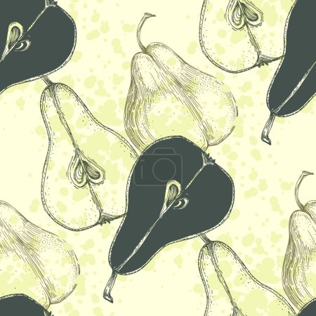 Ilustración de Patrón de pera sin costuras. Diseño de fondo para impresión, papel de embalaje, embalaje, tela, textil, tiendas de frutas. Fondo de fruta - Imagen libre de derechos