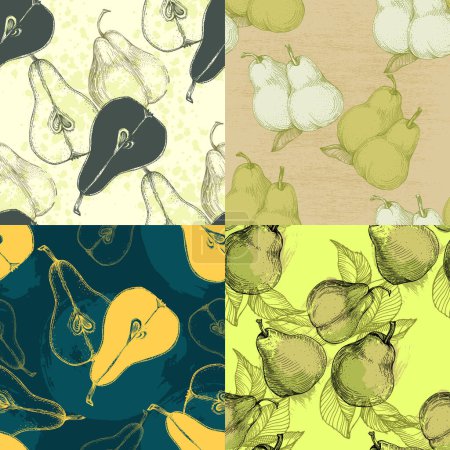 Illustration for Seamless pear pattern. Background design for print, wrapping paper, packaging, fabric, textile, fruit shops. Fruit background - Royalty Free Image