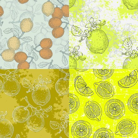 Illustration for Tropical seamless pattern with lemons. Cute fruit summer background. Vector bright modern print for paper, cover, fabric. - Royalty Free Image