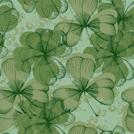 Illustration for St Patrick Day. Seamless pattern with little four leaf clovers. Clover sign symbol pattern. Simple Repeatable design. Good luck symbol of Ireland - Royalty Free Image