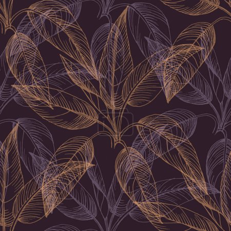 Ilustración de Patrón tropical inconsútil con hojas de palma de coco estilizadas
. - Imagen libre de derechos