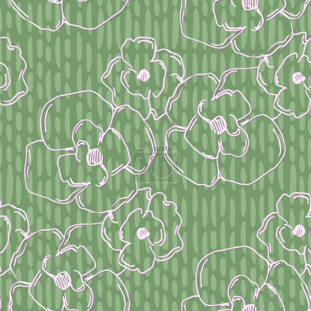 Ilustración de Patrón sin costura con hermosas flores de flor de cerezo, Sakura rama flores pintura. - Imagen libre de derechos