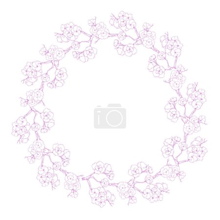 Illustration for Seamless pattern with Beautiful Cherry blossom flowers, Sakura branch flowers painting. - Royalty Free Image