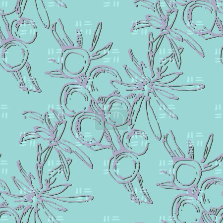 Illustration for Juniper branch seamless pattern. Floral Bohemian Tile. Vector floral background. Herbal plants. - Royalty Free Image