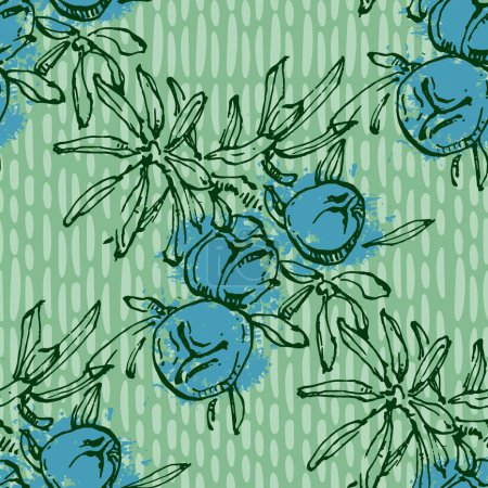 Illustration for Juniper branch seamless pattern. Floral Bohemian Tile. Vector floral background. Herbal plants. - Royalty Free Image