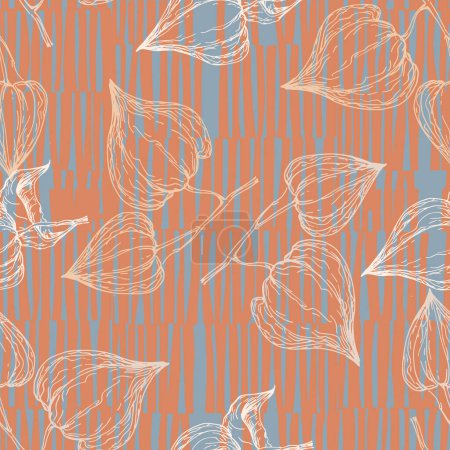 Illustration for Seamless physalis pattern. Ornament for scrapbooking, prints, clothes, fabrics, textiles, packaging. - Royalty Free Image
