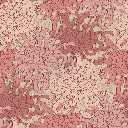 Illustration for Hand Drawn Peony Flower Seamless Pattern Background. Elegant design element for greeting cards birthday, valentine's day, wedding and engagement invitation card template. - Royalty Free Image
