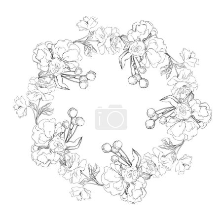 Illustration for Hand drawn floral background. Botanical seamless pattern. Sketch drawing. Design for fashion , fabric, textile, wallpaper, cover, web , wrapping and all prints - Royalty Free Image