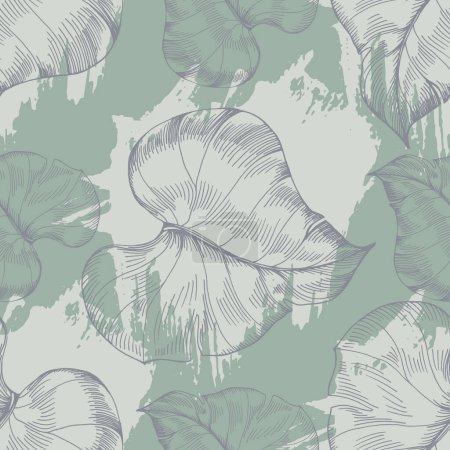 Illustration for Seamless tropical pattern with exotic leaves and plants jungle pattern for covers, backgrounds, decor, presentations. Tropical monstera leaves. - Royalty Free Image