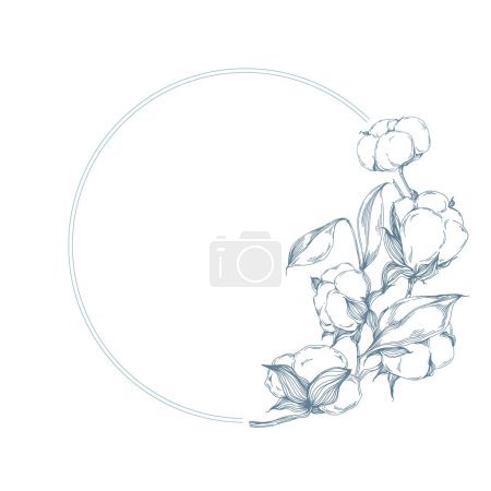 Illustration for Cotton flower seamless pattern. Cotton branches with leaves are suitable for fabric, textiles, clothing, web pages, wallpapers, backgrounds. - Royalty Free Image