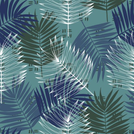 Illustration for Seamless pattern texture of Hawaii palm tree. illustration design hand draw. Tropical pattern with palm tree. Textile, print, wallpapers, wrapping. - Royalty Free Image