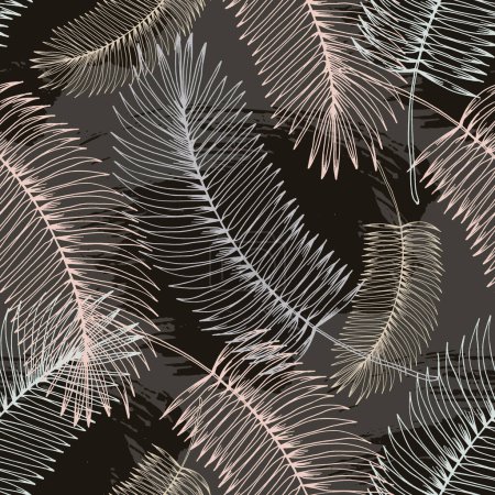 Illustration for Seamless pattern texture of Hawaii palm tree. illustration design hand draw. Tropical pattern with palm tree. Textile, print, wallpapers, wrapping. - Royalty Free Image