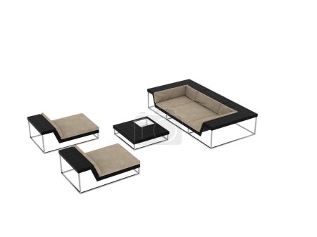 Foto de 3d renderizado de sofá moderno conjunto y sillas. - Imagen libre de derechos