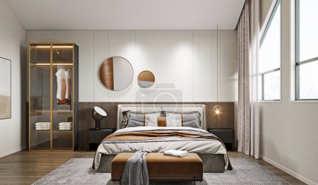 Foto de 3d renderizado de la casa de lujo moderno dormitorio interior - Imagen libre de derechos
