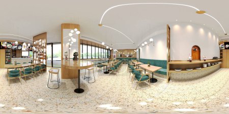 Téléchargez les photos : 360 degrés CAFE RESTAURANT VIEW, 3D RENDER. - en image libre de droit