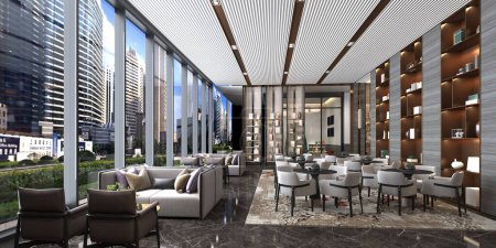 Photo for 3d render of luxury hotel lobby - Royalty Free Image