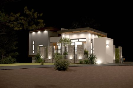 Photo for 3d render of luxury house view at evening - Royalty Free Image