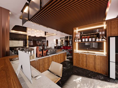 Photo for 3d render of cafe bar restaurant - Royalty Free Image