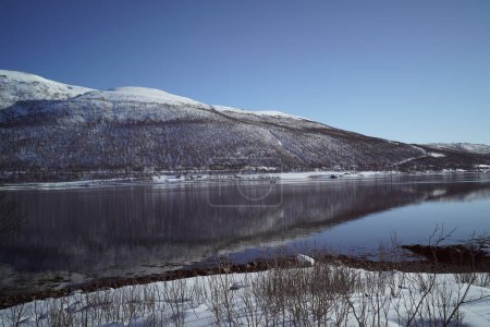 Téléchargez les photos : Réflexion sur la mer en tromso fjordsi norway - en image libre de droit