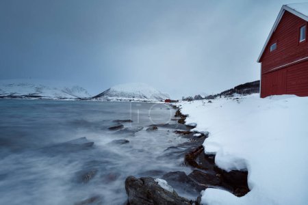 Photo for Snowy nature landscape in tromso fjords - Royalty Free Image