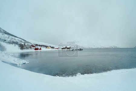 Foto de Hermoso paisaje de invierno naturaleza en tromso - Imagen libre de derechos