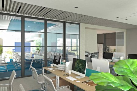 Photo for 3d render of modern working office. - Royalty Free Image